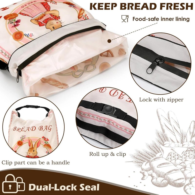 Revahope 2 Pack Reusable Bread Bags for Homemade Bread, 17"×13" Sourdough Bread Storage Bags with Bowl Cover - Keep Loaf Fresh and Easy to Wash(Rabbit) - Image 3